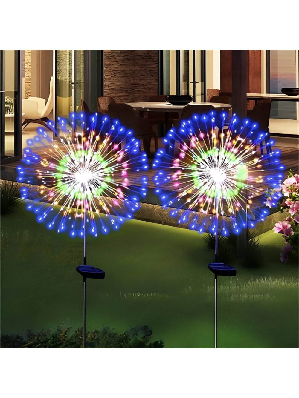 Solar Garden Firework Lights Outdoor Waterproof 2 Pack Solar Powered Art Stake